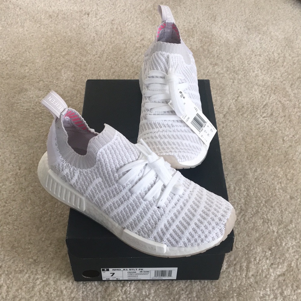 Adidas NMD R1 Originals White Grey Pink Shoe Men 7